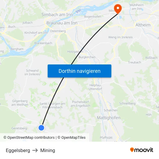 Eggelsberg to Mining map