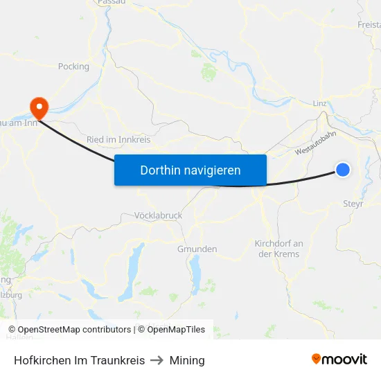 Hofkirchen Im Traunkreis to Mining map