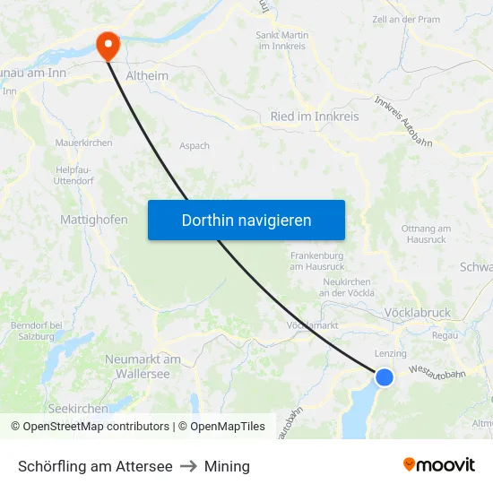 Schörfling am Attersee to Mining map