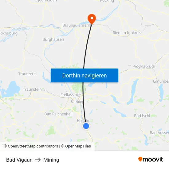Bad Vigaun to Mining map