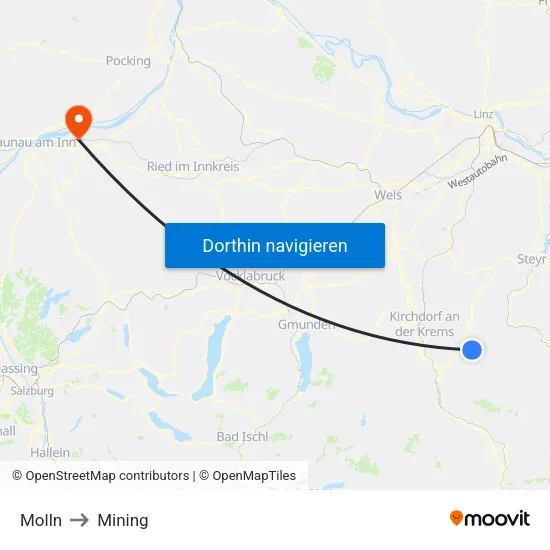 Molln to Mining map