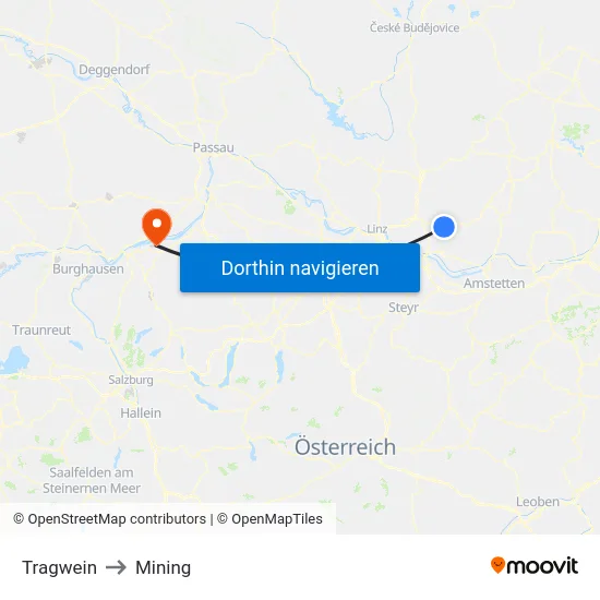 Tragwein to Mining map