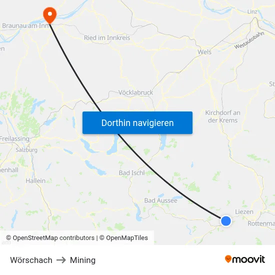 Wörschach to Mining map