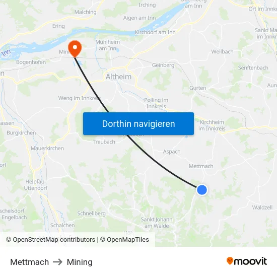 Mettmach to Mining map