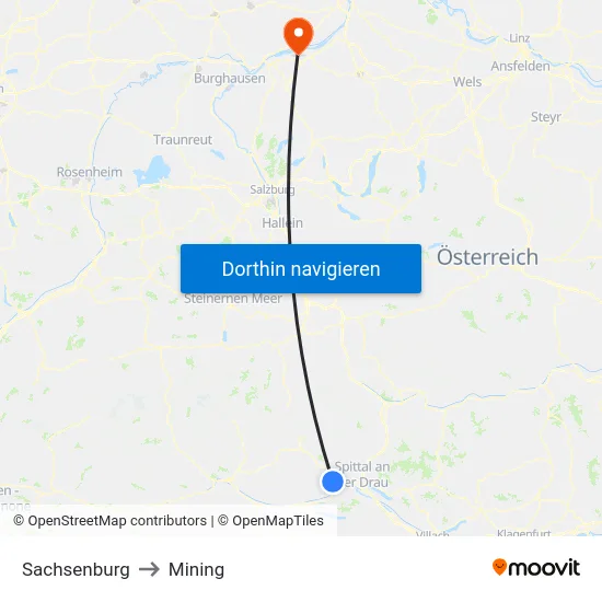 Sachsenburg to Mining map