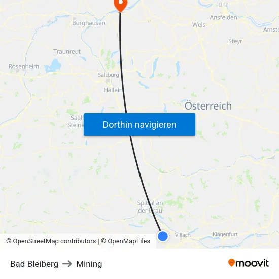 Bad Bleiberg to Mining map