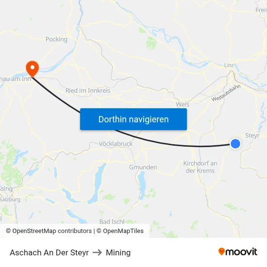 Aschach An Der Steyr to Mining map