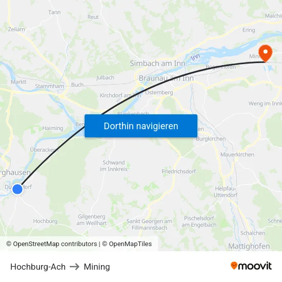 Hochburg-Ach to Mining map