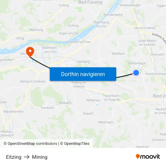 Eitzing to Mining map