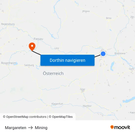 Margareten to Mining map
