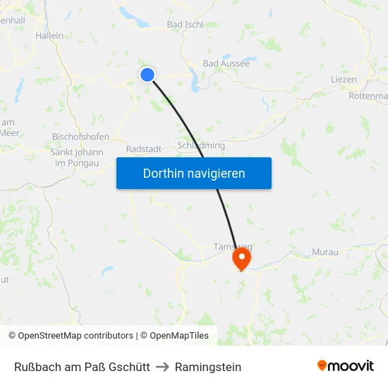 Rußbach am Paß Gschütt to Ramingstein map