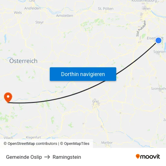 Gemeinde Oslip to Ramingstein map