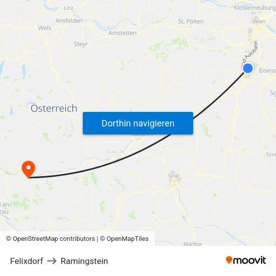 Felixdorf to Ramingstein map