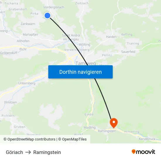 Göriach to Ramingstein map