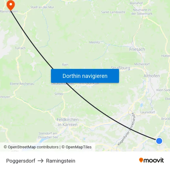 Poggersdorf to Ramingstein map