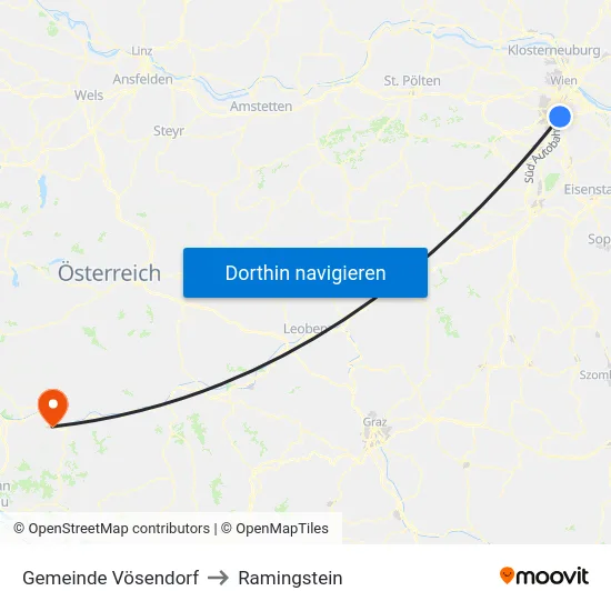 Gemeinde Vösendorf to Ramingstein map
