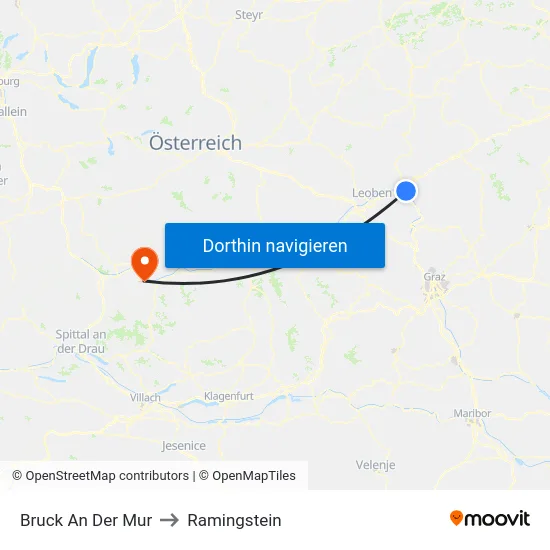 Bruck An Der Mur to Ramingstein map