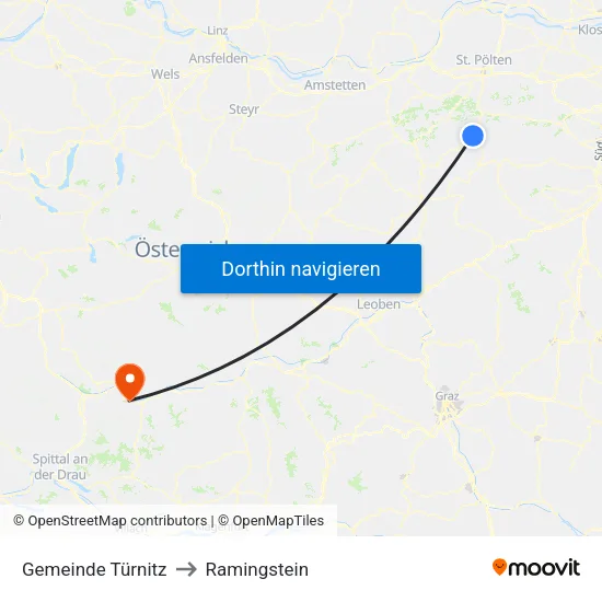 Gemeinde Türnitz to Ramingstein map