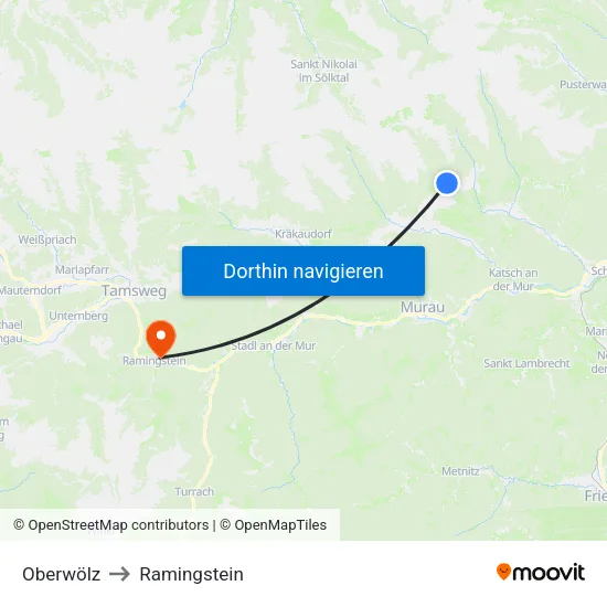 Oberwölz to Ramingstein map