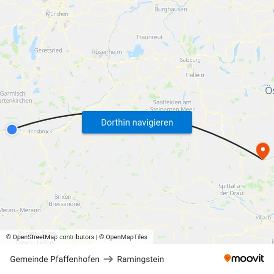 Gemeinde Pfaffenhofen to Ramingstein map