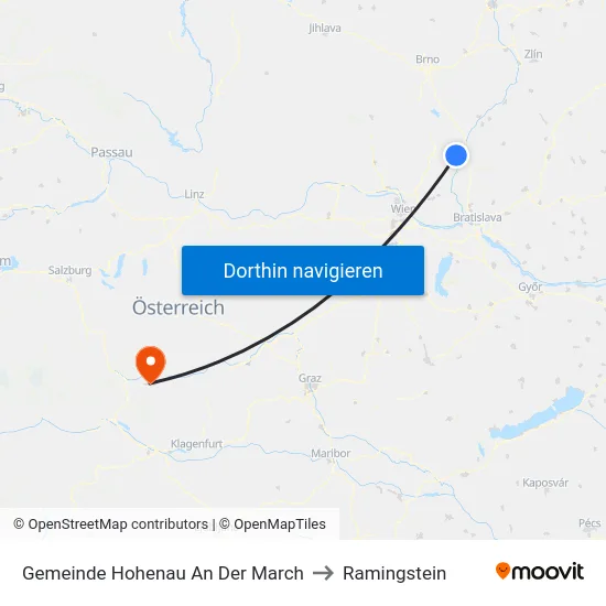 Gemeinde Hohenau An Der March to Ramingstein map