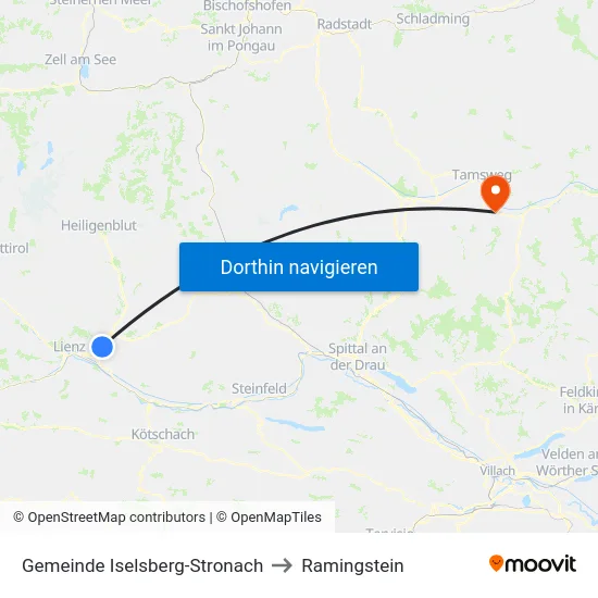 Gemeinde Iselsberg-Stronach to Ramingstein map