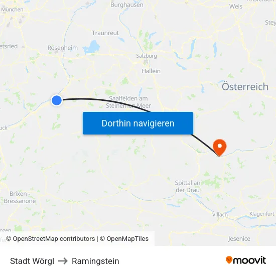 Stadt Wörgl to Ramingstein map