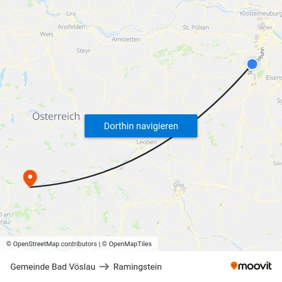 Gemeinde Bad Vöslau to Ramingstein map