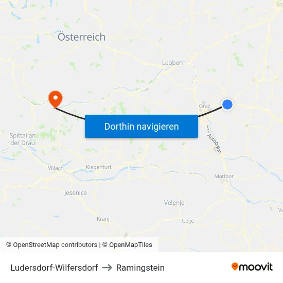 Ludersdorf-Wilfersdorf to Ramingstein map