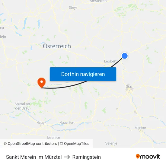 Sankt Marein Im Mürztal to Ramingstein map