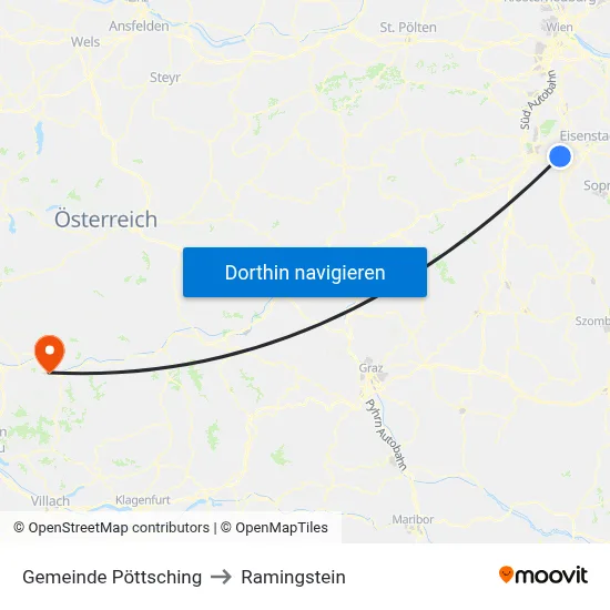 Gemeinde Pöttsching to Ramingstein map