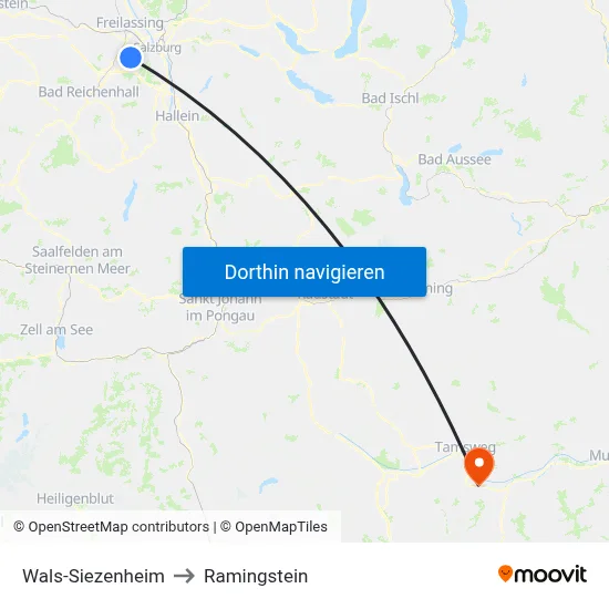 Wals-Siezenheim to Ramingstein map