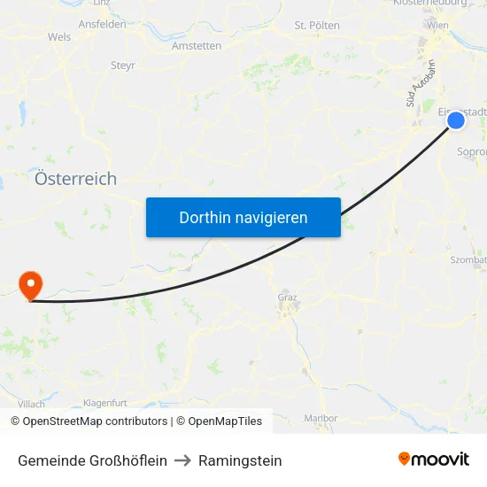 Gemeinde Großhöflein to Ramingstein map