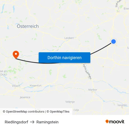 Riedlingsdorf to Ramingstein map