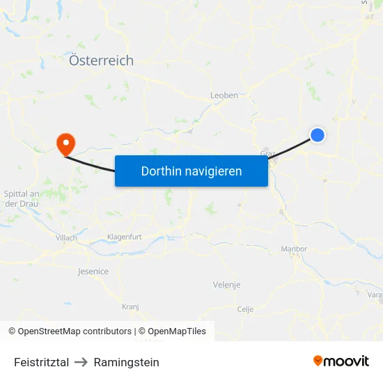 Feistritztal to Ramingstein map