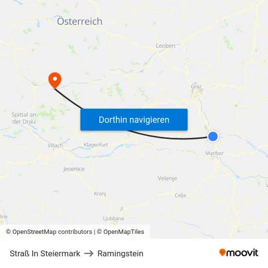 Straß In Steiermark to Ramingstein map