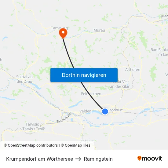 Krumpendorf am Wörthersee to Ramingstein map