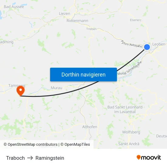 Traboch to Ramingstein map