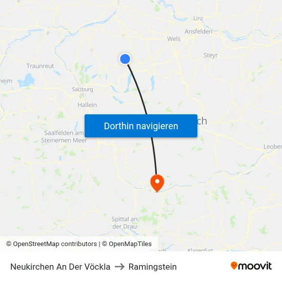 Neukirchen An Der Vöckla to Ramingstein map