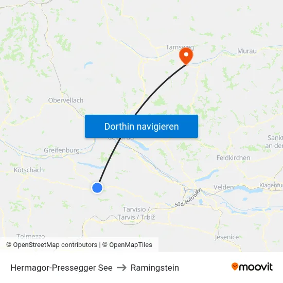 Hermagor-Pressegger See to Ramingstein map