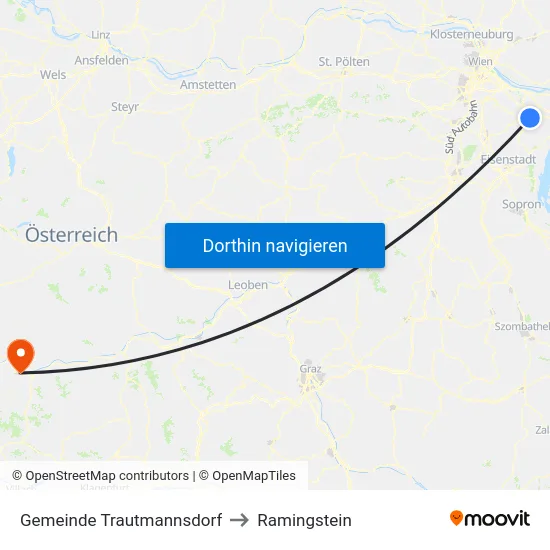 Gemeinde Trautmannsdorf to Ramingstein map