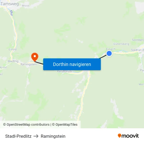 Stadl-Predlitz to Ramingstein map