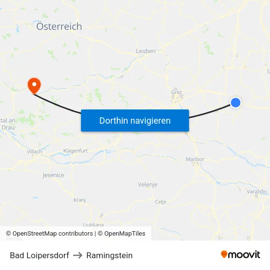 Bad Loipersdorf to Ramingstein map