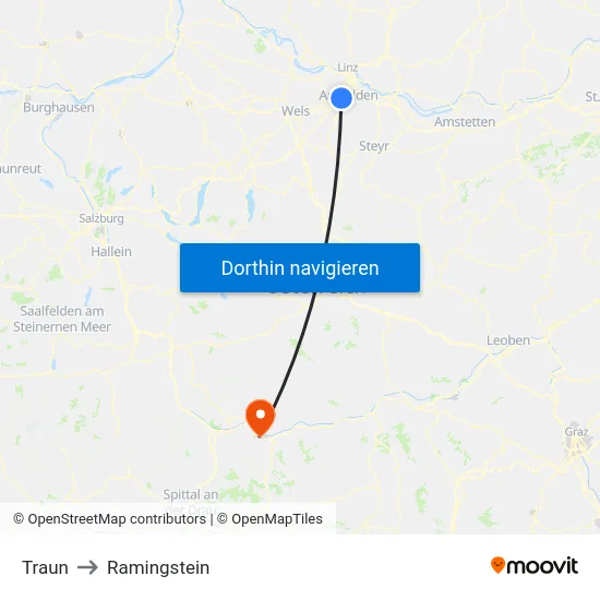Traun to Ramingstein map