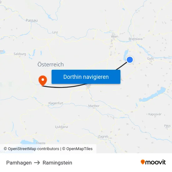 Pamhagen to Ramingstein map