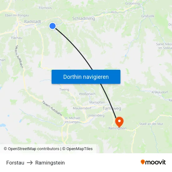 Forstau to Ramingstein map