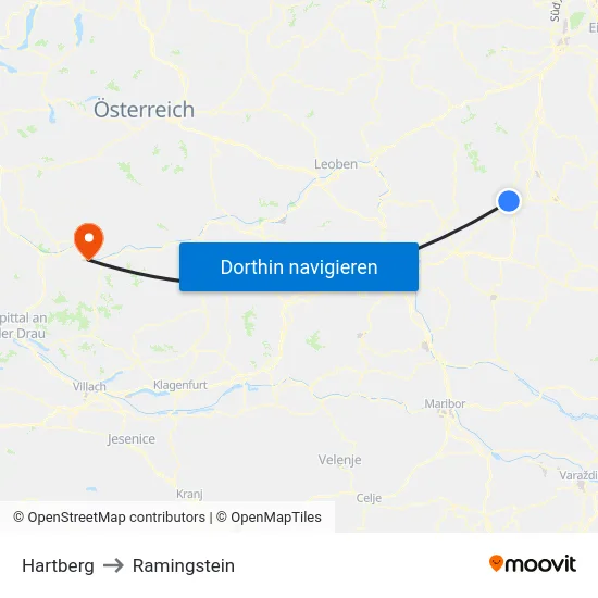 Hartberg to Ramingstein map