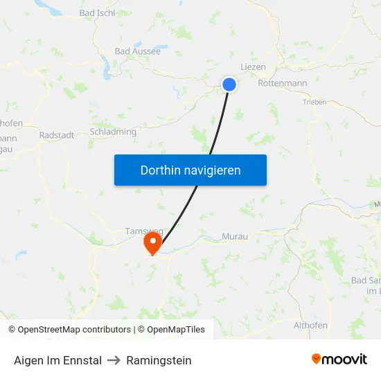 Aigen Im Ennstal to Ramingstein map