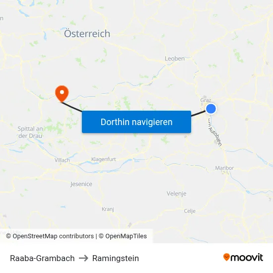 Raaba-Grambach to Ramingstein map