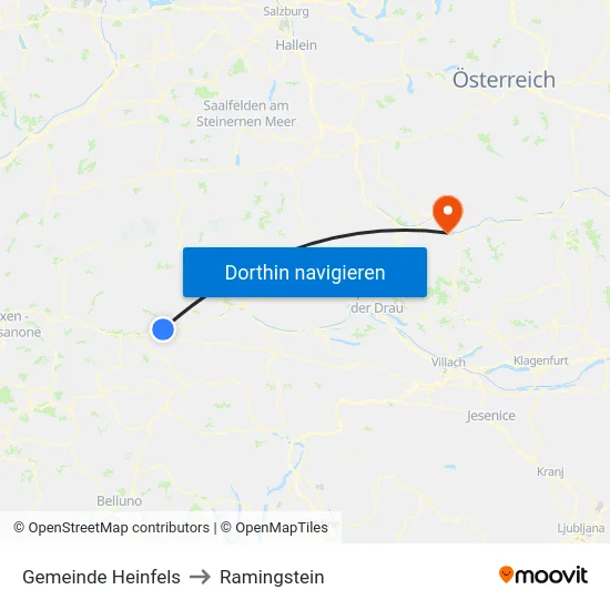 Gemeinde Heinfels to Ramingstein map